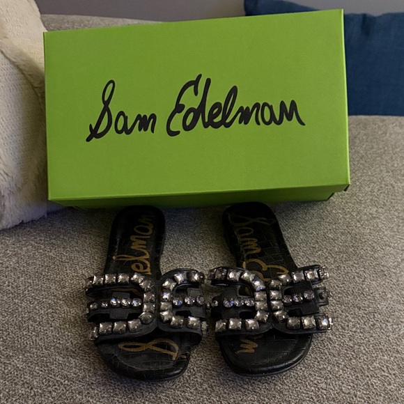 Sam Edelman Black Crystal Embellished Sandals - Picture 4 of 5